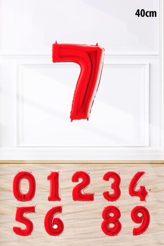 Kırmızı Rakam Folyo Balon Kırmızı Yaş Balonu Sayı Balonlar 16 inç 40 cm