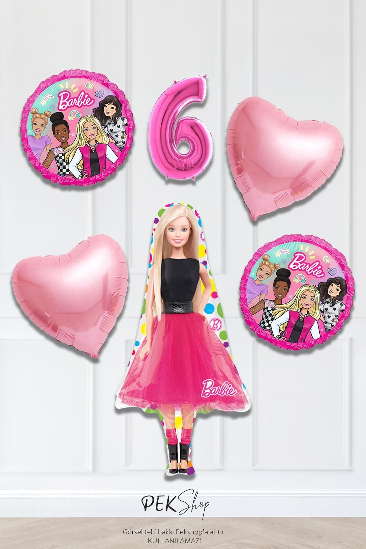 Kız Oyuncak Bebek Tema Pembe Yaş Balonlu Doğum Günü Balon Seti 6