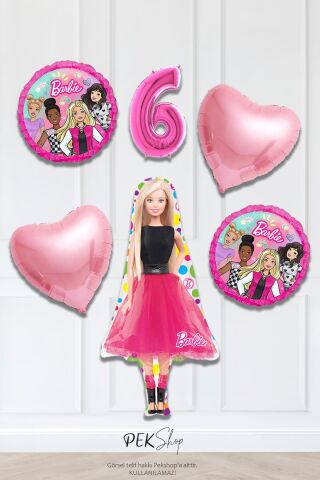 Kız Oyuncak Bebek Tema Pembe Yaş Balonlu Doğum Günü Balon Seti 6