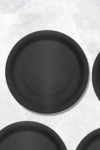 Siyah Karton Tabak Yuvarlak 8 Adetli Paket