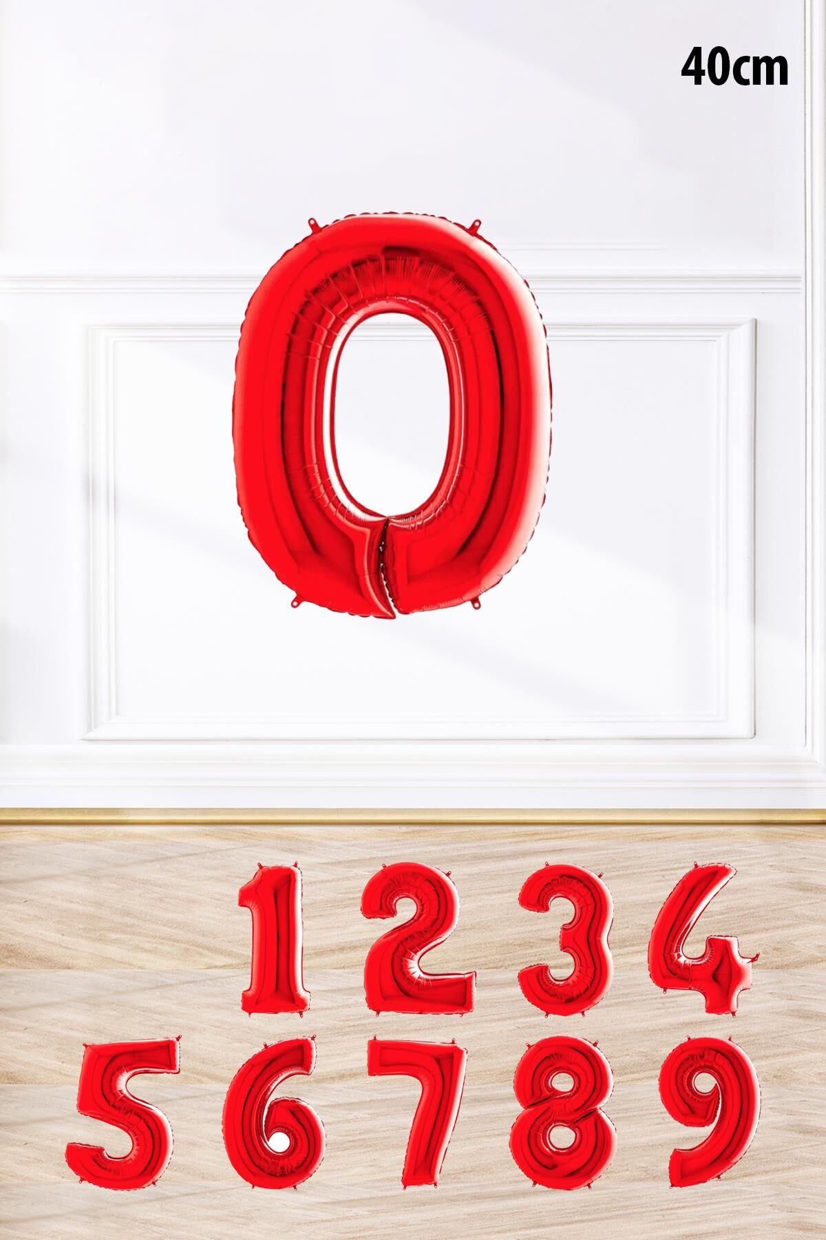 Kırmızı Rakam Folyo Balon Kırmızı Yaş Balonu Sayı Balonlar 16 inç 40 cm 0
