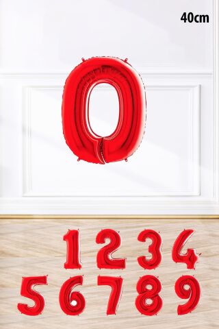 Kırmızı Rakam Folyo Balon Kırmızı Yaş Balonu Sayı Balonlar 16 inç 40 cm 0
