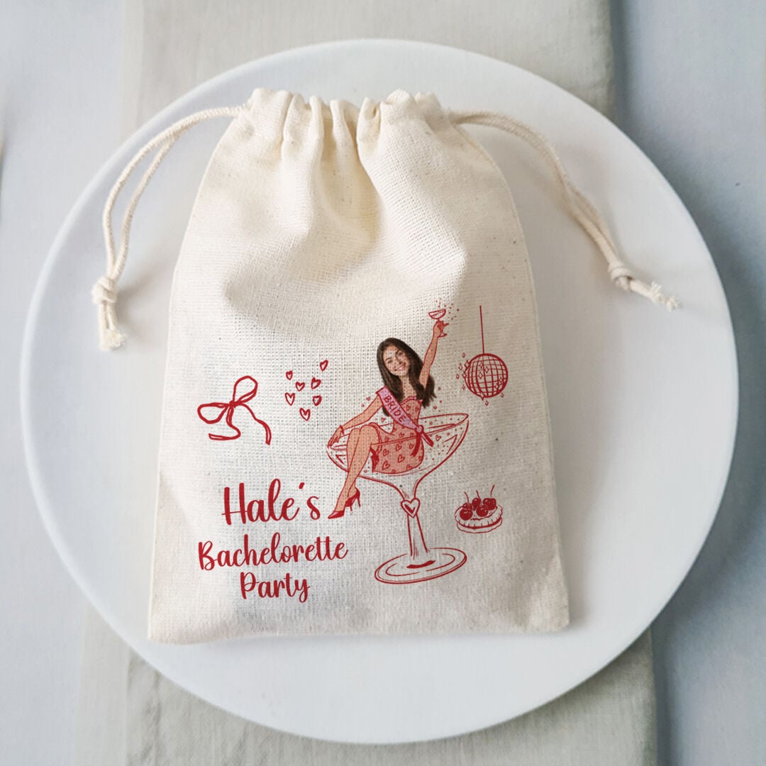 Bride Party Kadehte Kız Konsept Fotoğraflı Hediye Kesesi