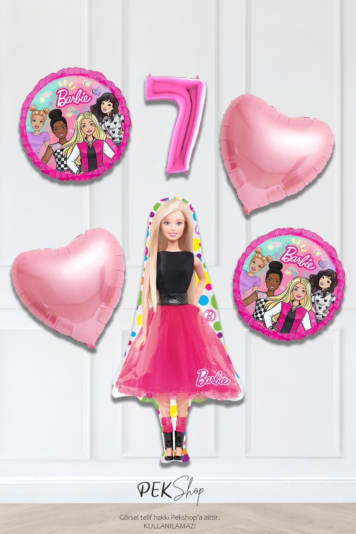 Kız Oyuncak Bebek Tema Pembe Yaş Balonlu Doğum Günü Balon Seti 7