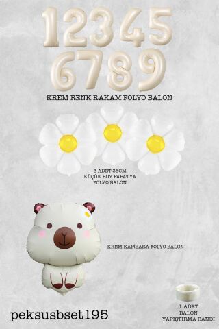 Kapibara Tema Doğum Günü Papatya Balonlu Balon Seti Capybara Konsept 6