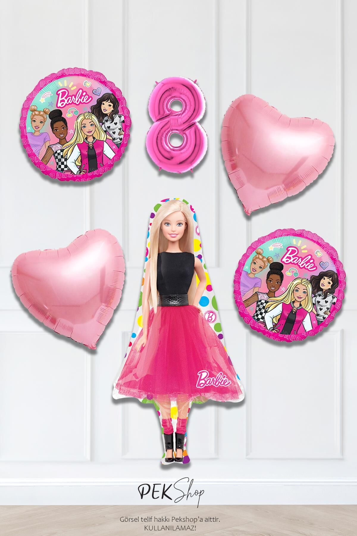 Kız Oyuncak Bebek Tema Pembe Yaş Balonlu Doğum Günü Balon Seti 8