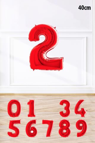 Kırmızı Rakam Folyo Balon Kırmızı Yaş Balonu Sayı Balonlar 16 inç 40 cm 2