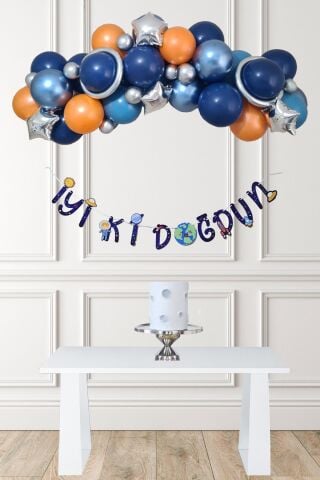 Uzay Konsept Doğum Günü Balon Zinciri Seti