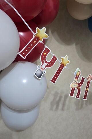 Sirk Konsept Bannerlı Doğum Günü Balon Zinciri Seti