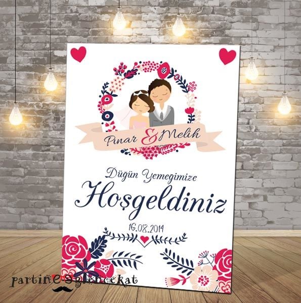 Fuşy Lacivert Konsept Karşılama Panosu