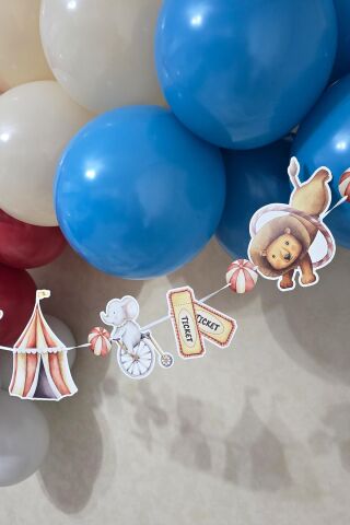 Sirk Konsept Bannerlı Panolu Doğum Günü Balon Zinciri Seti