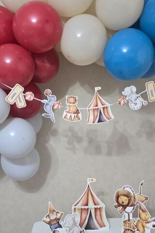 Sirk Konsept Bannerlı Panolu Doğum Günü Balon Zinciri Seti