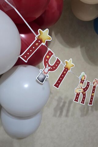 Sirk Konsept Bannerlı Panolu Doğum Günü Balon Zinciri Seti