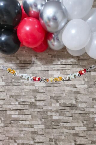 Yarış Araba Tema Doğum Günü Arabalar Banner Kalın Kart Uzun Banner