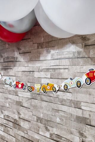 Yarış Araba Tema Doğum Günü Arabalar Banner Kalın Kart Uzun Banner