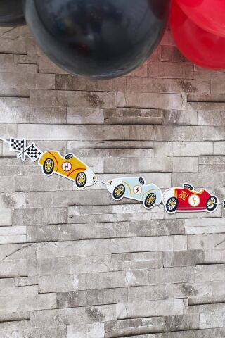 Yarış Araba Tema Doğum Günü Arabalar Banner Kalın Kart Uzun Banner