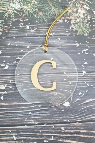 Baş Harfli Yılbaşı Ağaç Süsü - Gold Baş Harf  Yeni Yıl Süsü U