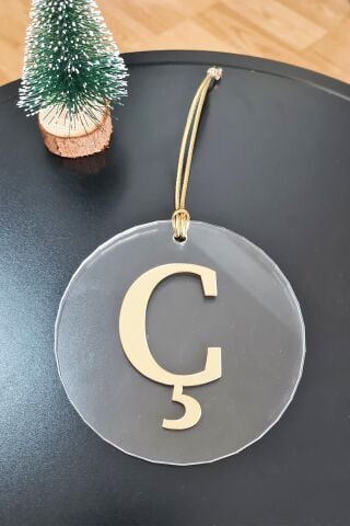 Baş Harfli Yılbaşı Ağaç Süsü - Gold Baş Harf  Yeni Yıl Süsü A