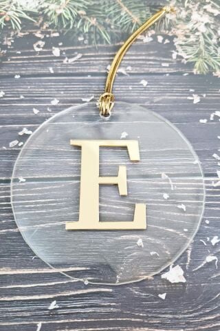 Baş Harfli Yılbaşı Ağaç Süsü - Gold Baş Harf  Yeni Yıl Süsü