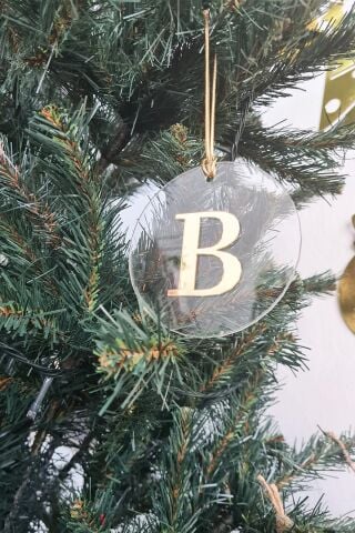 Baş Harfli Yılbaşı Ağaç Süsü - Gold Baş Harf  Yeni Yıl Süsü A