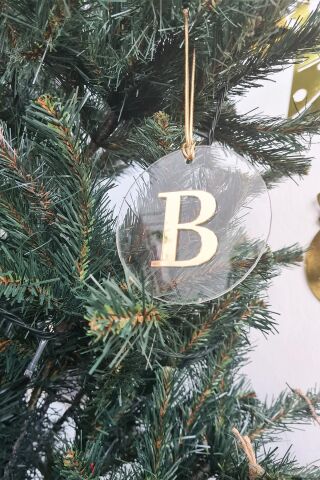Baş Harfli Yılbaşı Ağaç Süsü - Gold Baş Harf  Yeni Yıl Süsü