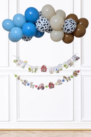 Çiftlik Konsept Bannerlı Doğum Günü Balon Zinciri Seti