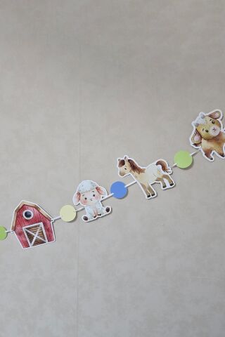 Çiftlik Konsept Bannerlı Doğum Günü Balon Zinciri Seti