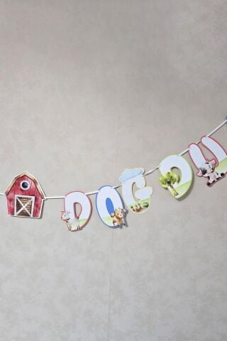 Çiftlik Konsept Bannerlı Çiftlik Hayvanları Panolu Doğum Günü Balon Zinciri Seti