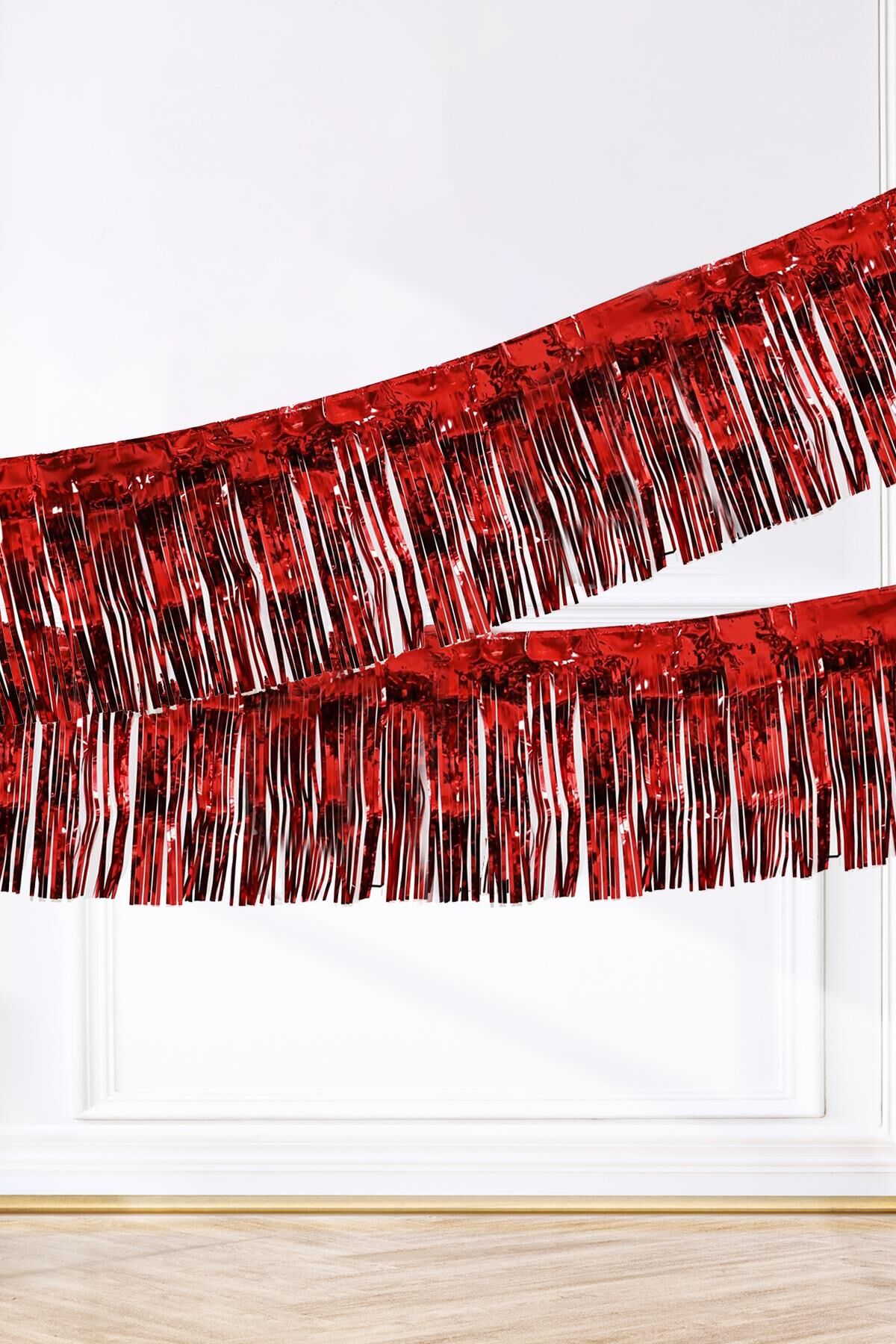 Şerit Püskül Süs Metalik Kırmızı 30 cm x 300 cm