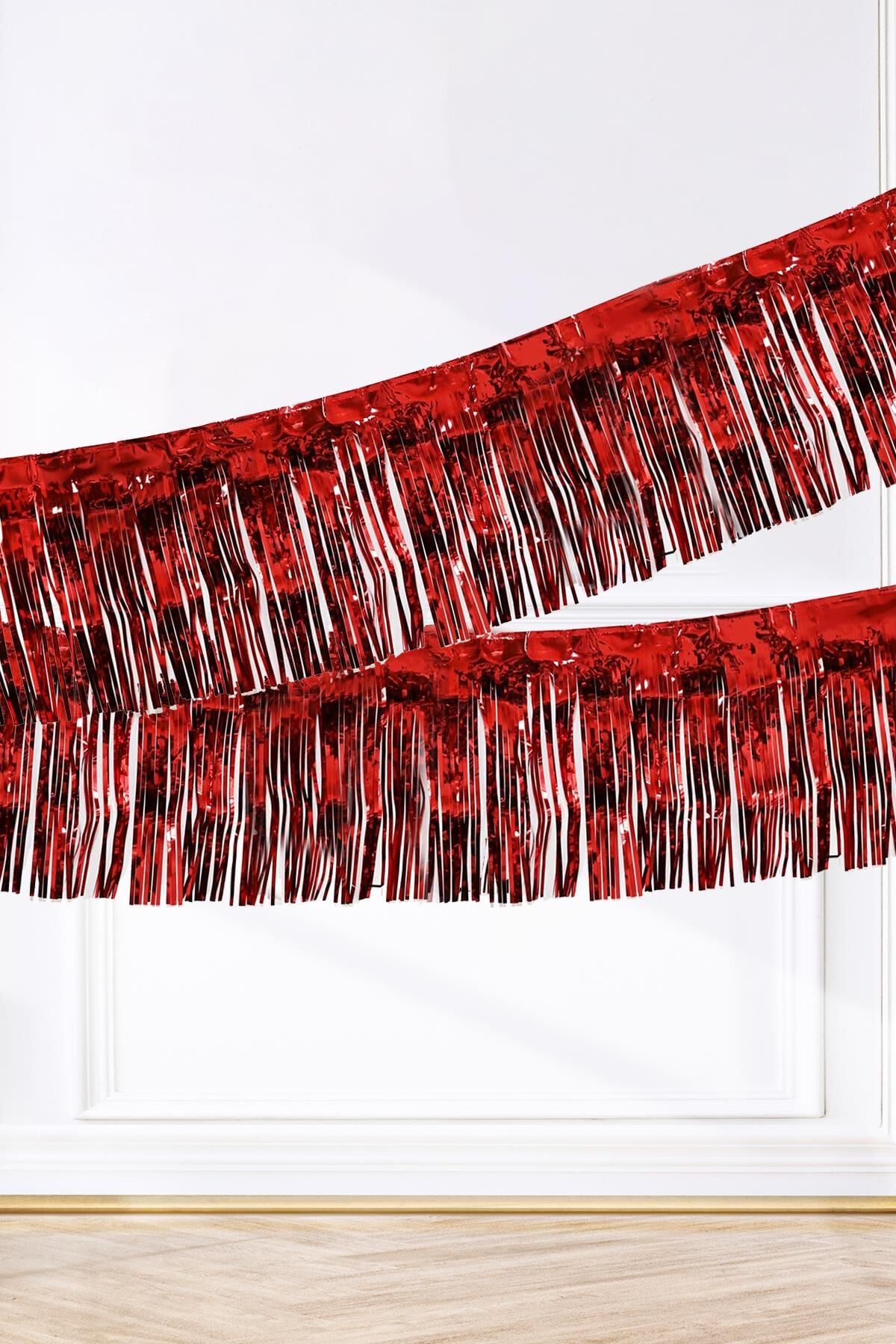 Şerit Püskül Süs Metalik Kırmızı 30 cm x 300 cm