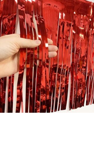 Şerit Püskül Süs Metalik Kırmızı 30 cm x 300 cm