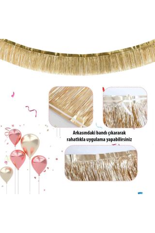 Şerit Püskül Süs Metalik Kırmızı 30 cm x 300 cm