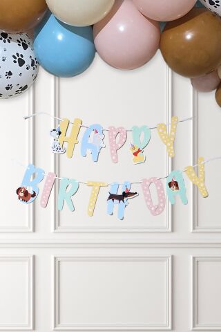 Sevimli Köpekler Tema Kemik ve Pati Balonlu Köpek Doğum Günü Balon Zinciri Seti
