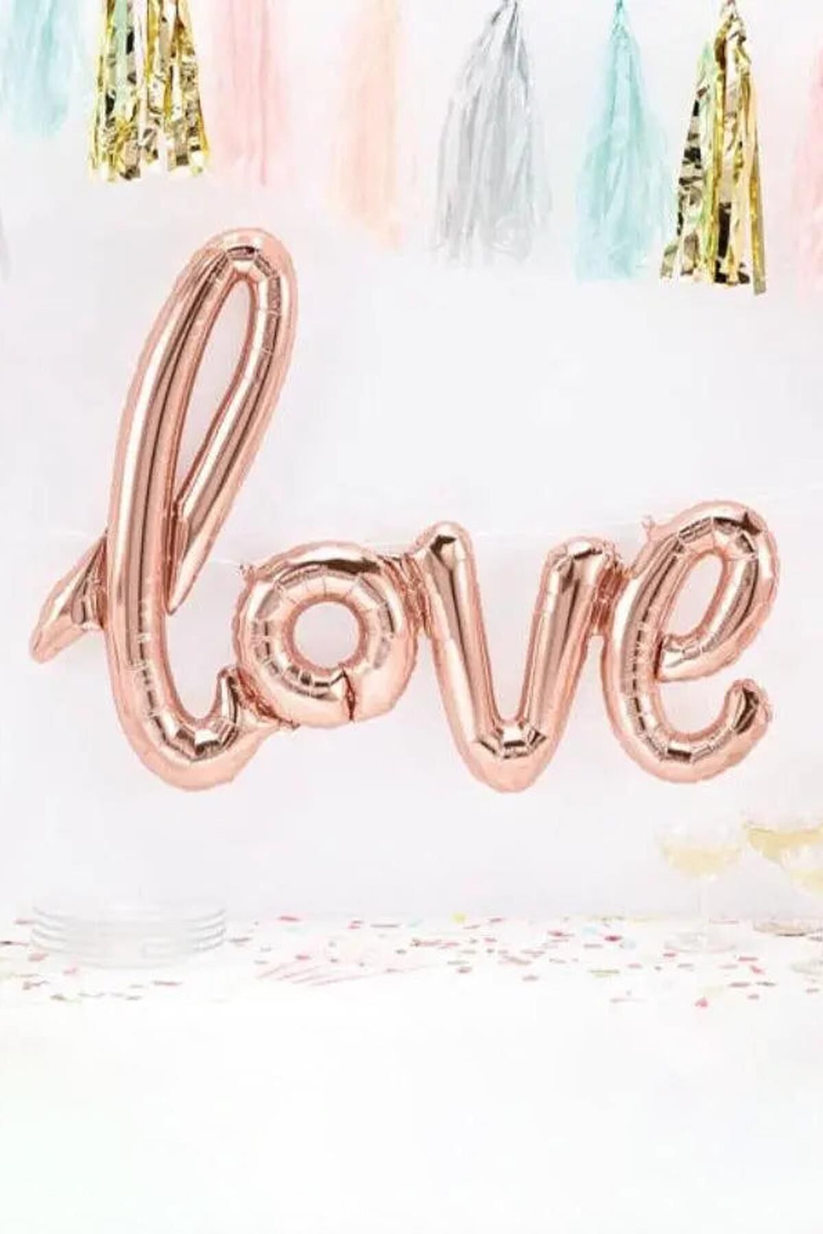 Love İmza Folyo Balon Rose Büyük Boy 65x108cm