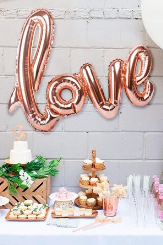 Love İmza Folyo Balon Rose Büyük Boy 65x108cm