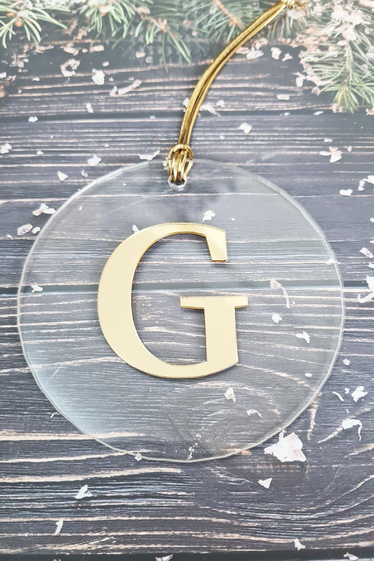 Baş Harfli Yılbaşı Ağaç Süsü - Gold Baş Harf  Yeni Yıl Süsü G