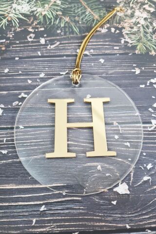 Baş Harfli Yılbaşı Ağaç Süsü - Gold Baş Harf  Yeni Yıl Süsü H