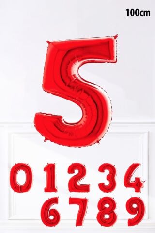 Kırmızı Rakam Folyo Balon Büyük Boy Kırmızı Sayı Yaş Balonu 100cm 40inç