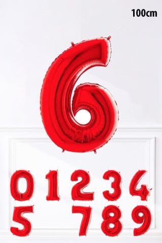 Kırmızı Rakam Folyo Balon Büyük Boy Kırmızı Sayı Yaş Balonu 100cm 40inç