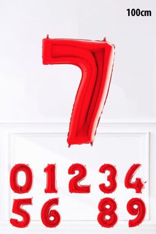 Kırmızı Rakam Folyo Balon Büyük Boy Kırmızı Sayı Yaş Balonu 100cm 40inç