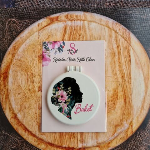 Tek Tek İsimli Çiçekli Kadın Silüet Hediyelik Ayna