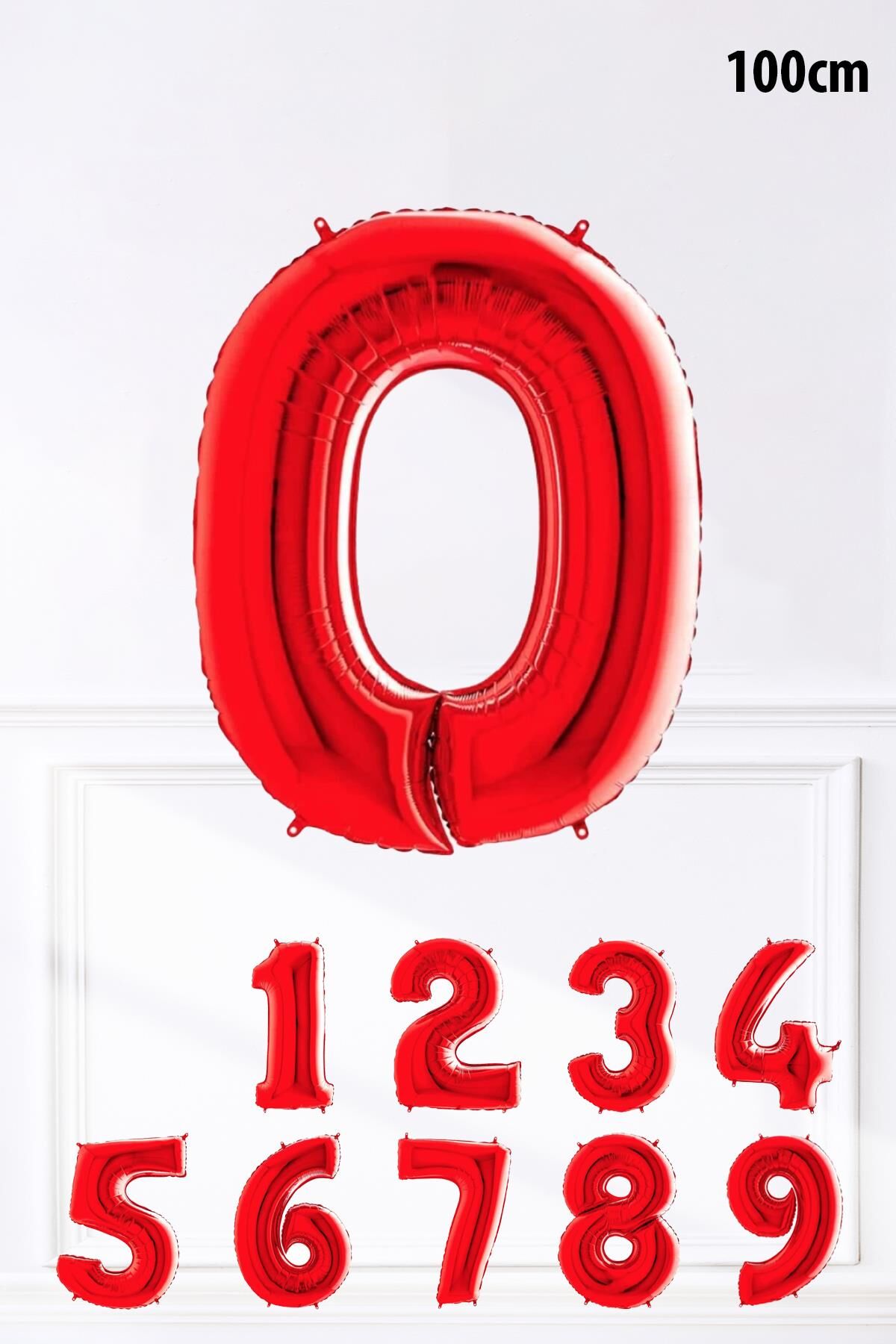 Kırmızı Rakam Folyo Balon Büyük Boy Kırmızı Sayı Yaş Balonu 100cm 40inç 0