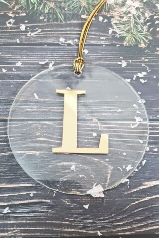 Baş Harfli Yılbaşı Ağaç Süsü - Gold Baş Harf  Yeni Yıl Süsü L