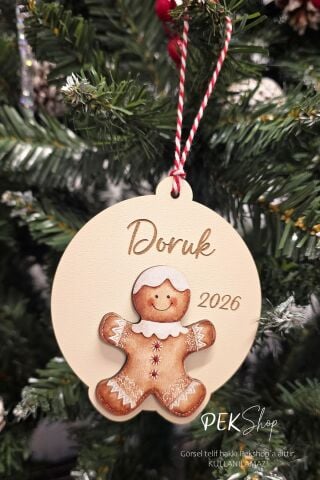 İsme Özel Kurabiye Adam Figürlü İsimli Yılbaşı Ağaç Süsü