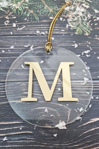 Baş Harfli Yılbaşı Ağaç Süsü - Gold Baş Harf  Yeni Yıl Süsü M