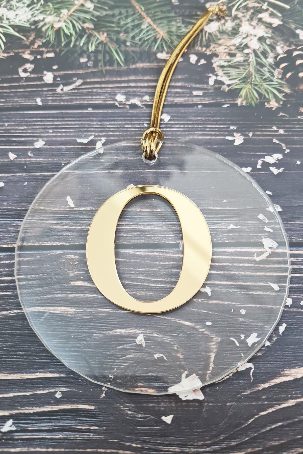 Baş Harfli Yılbaşı Ağaç Süsü - Gold Baş Harf  Yeni Yıl Süsü O