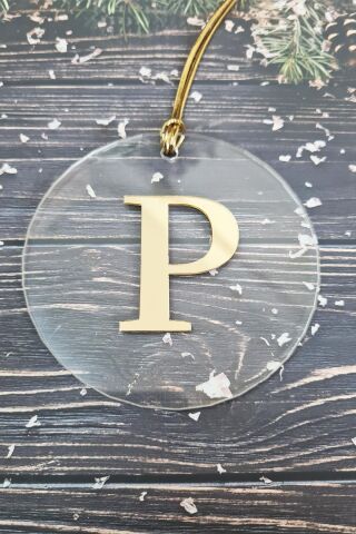 Baş Harfli Yılbaşı Ağaç Süsü - Gold Baş Harf  Yeni Yıl Süsü P