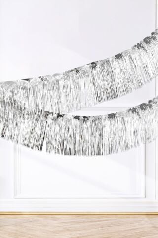 Şerit Püskül Süs Metalik Gümüş 30 cm x 300 cm