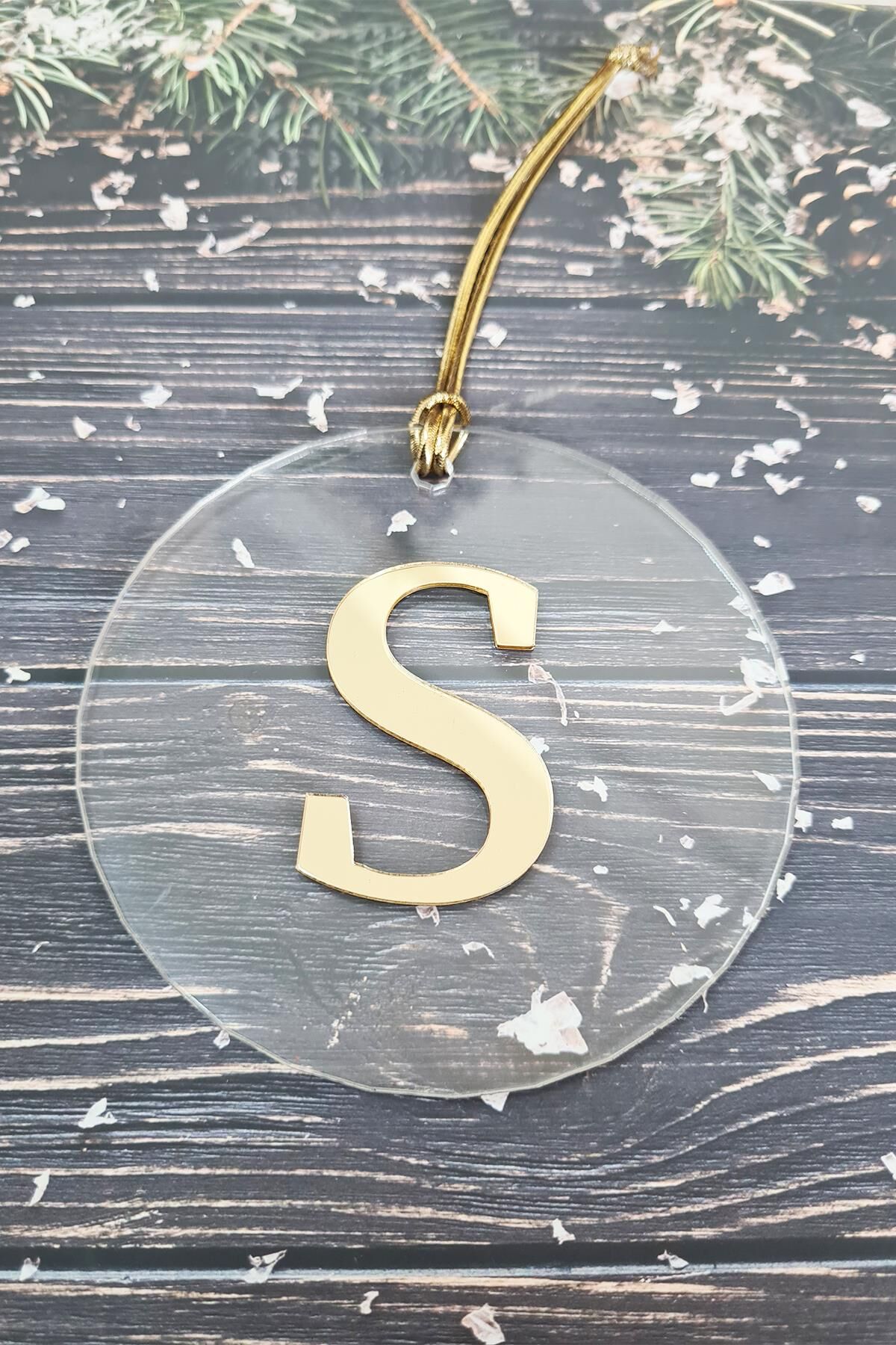 Baş Harfli Yılbaşı Ağaç Süsü - Gold Baş Harf  Yeni Yıl Süsü S