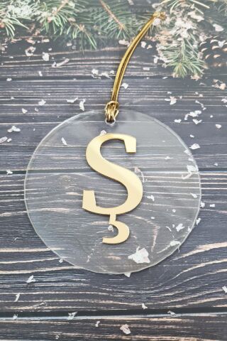 Baş Harfli Yılbaşı Ağaç Süsü - Gold Baş Harf  Yeni Yıl Süsü Ş